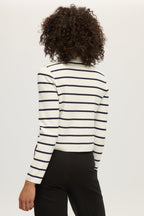 IVORY BOXY STRIPED CARDIGAN