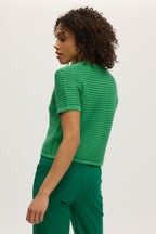 GREEN SHORT SLEEVE CREW NECK CARDIGAN