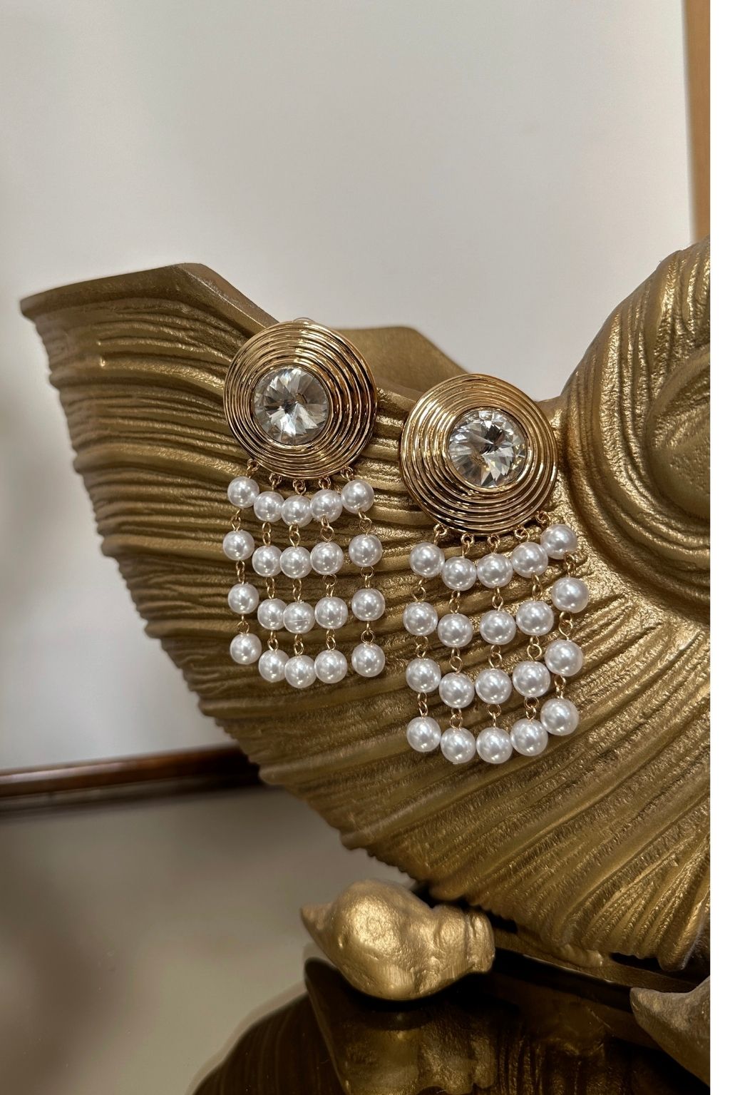 Mariana Gold Pearl Fringe Earrings