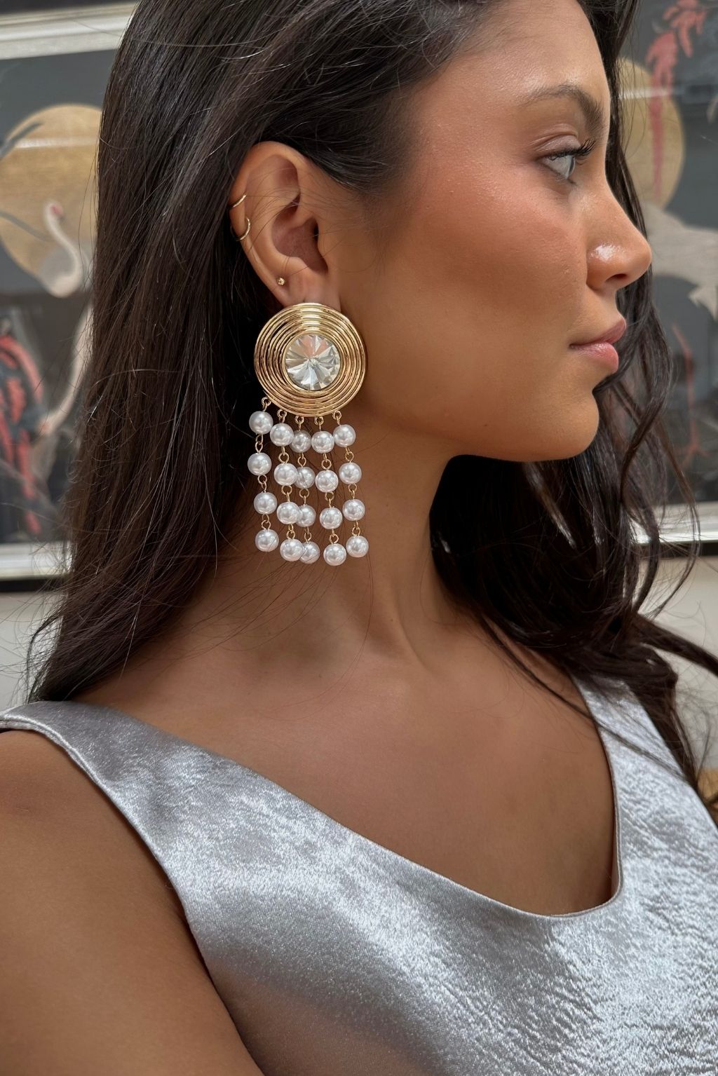 Mariana Gold Pearl Fringe Earrings