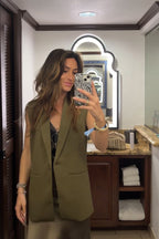 Marlowe Olive Sleeveless Blazer
