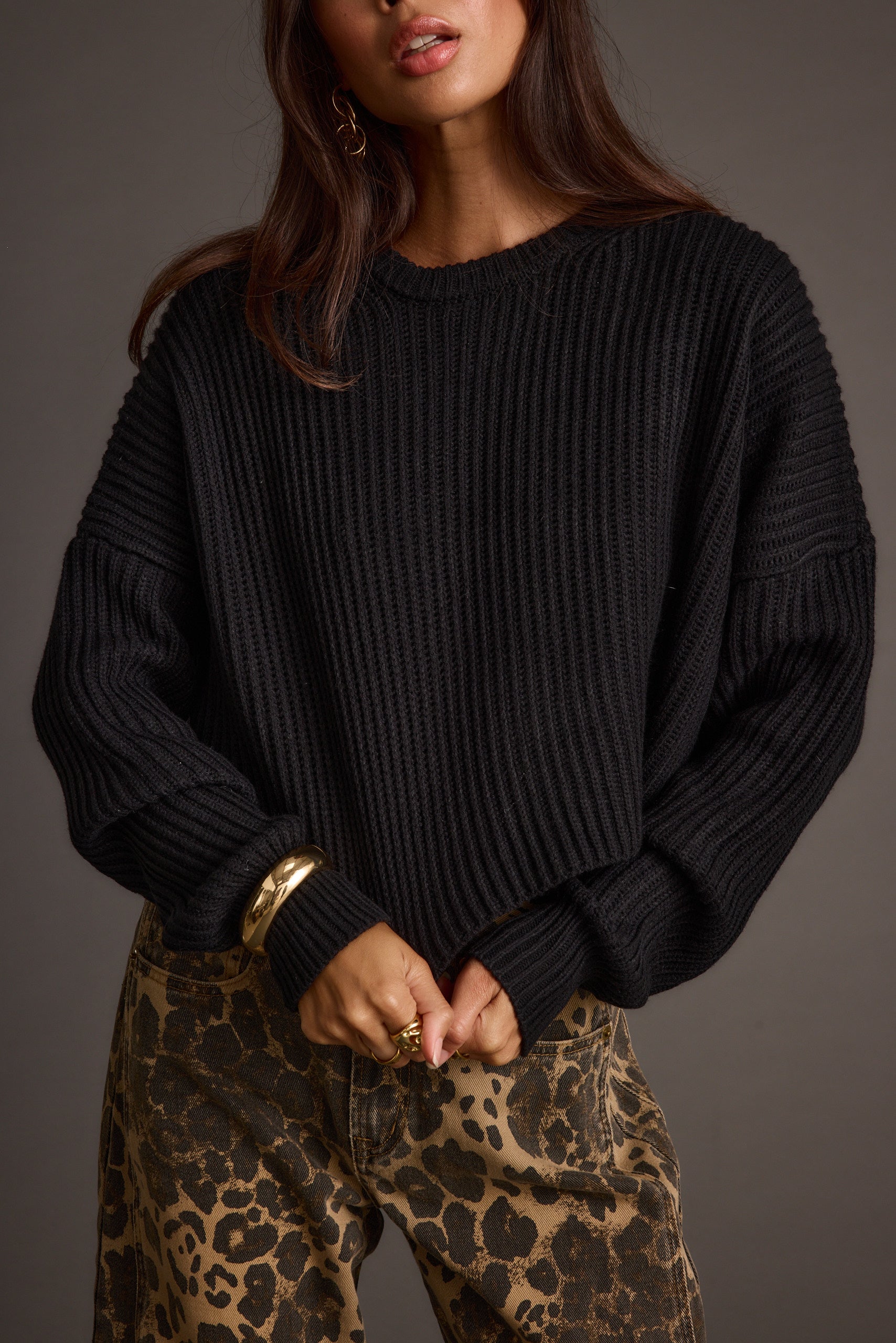Maxine Black Cropped Sweater