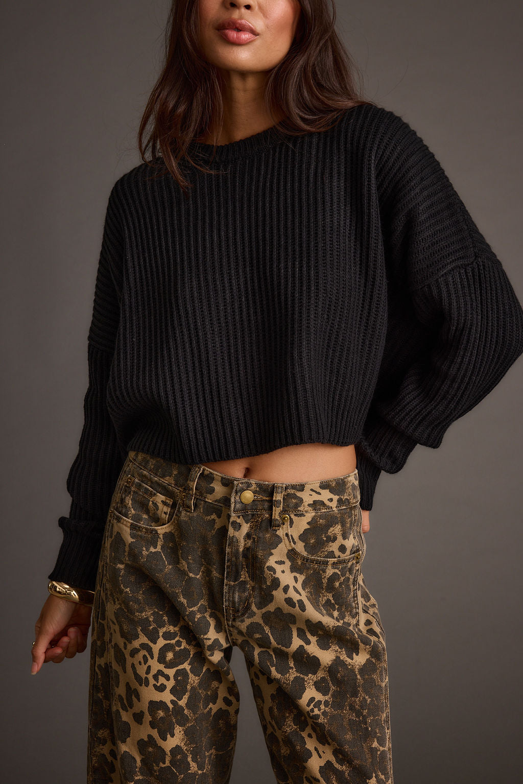 Maxine Black Cropped Sweater