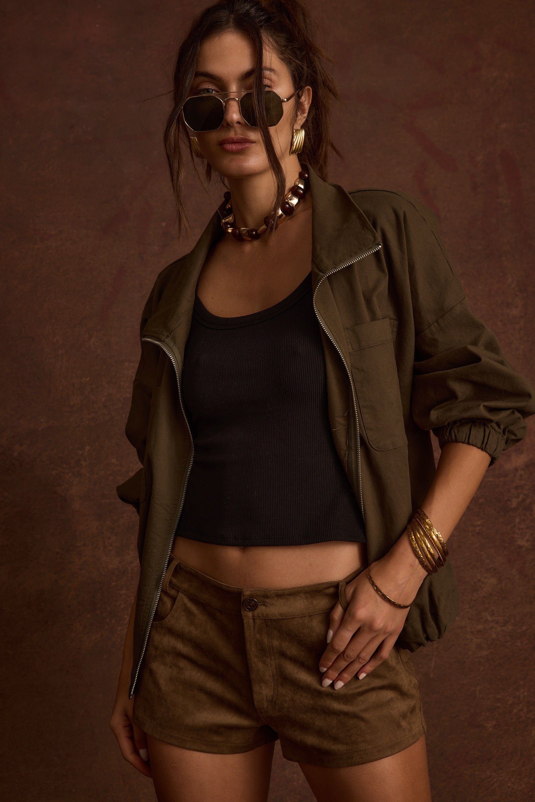 Mercer Camel Faux Suede Micro Shorts