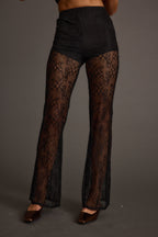 Happy Hour Black Lace Flare Pant