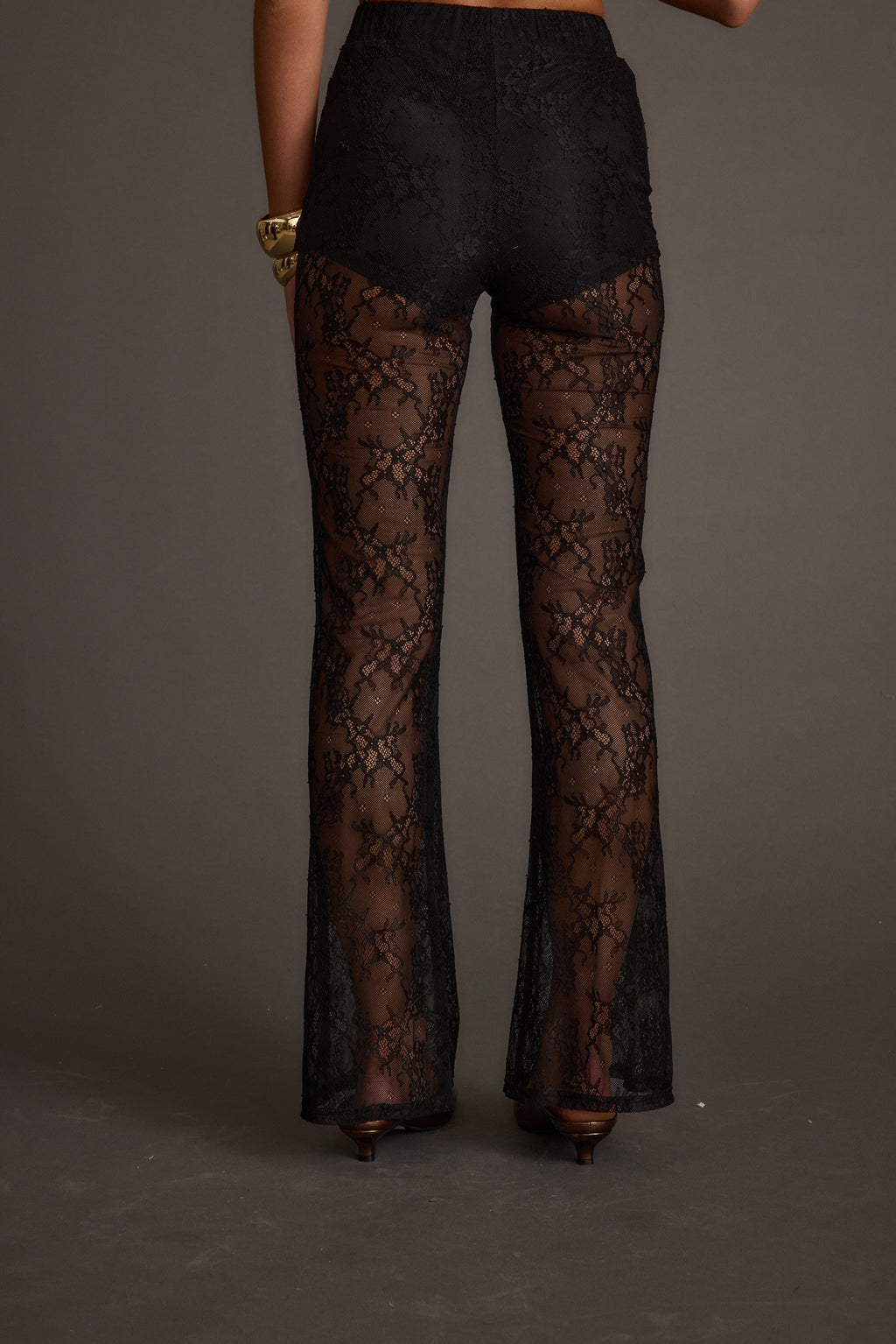 Happy Hour Black Lace Flare Pant