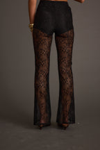 Happy Hour Black Lace Flare Pant