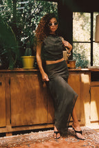 Mila Olive Maxi Skirt