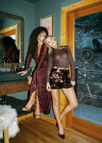 Angela Mulberry Velvet Burnout Long Sleeve Maxi Dress