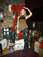 Blaise Black and Gold Mid Rise Flare Pants