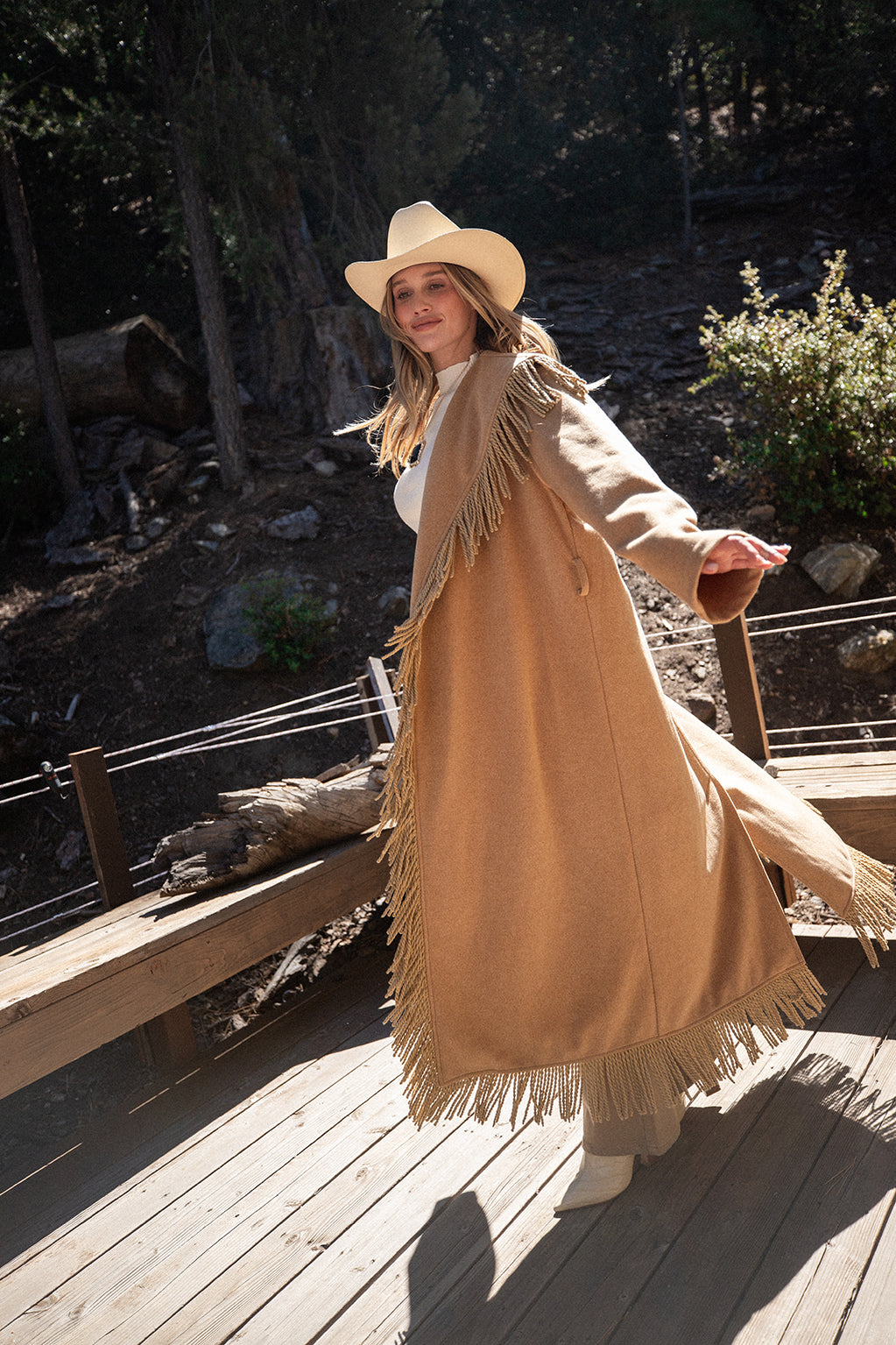 Montrose Camel Fringe Coat