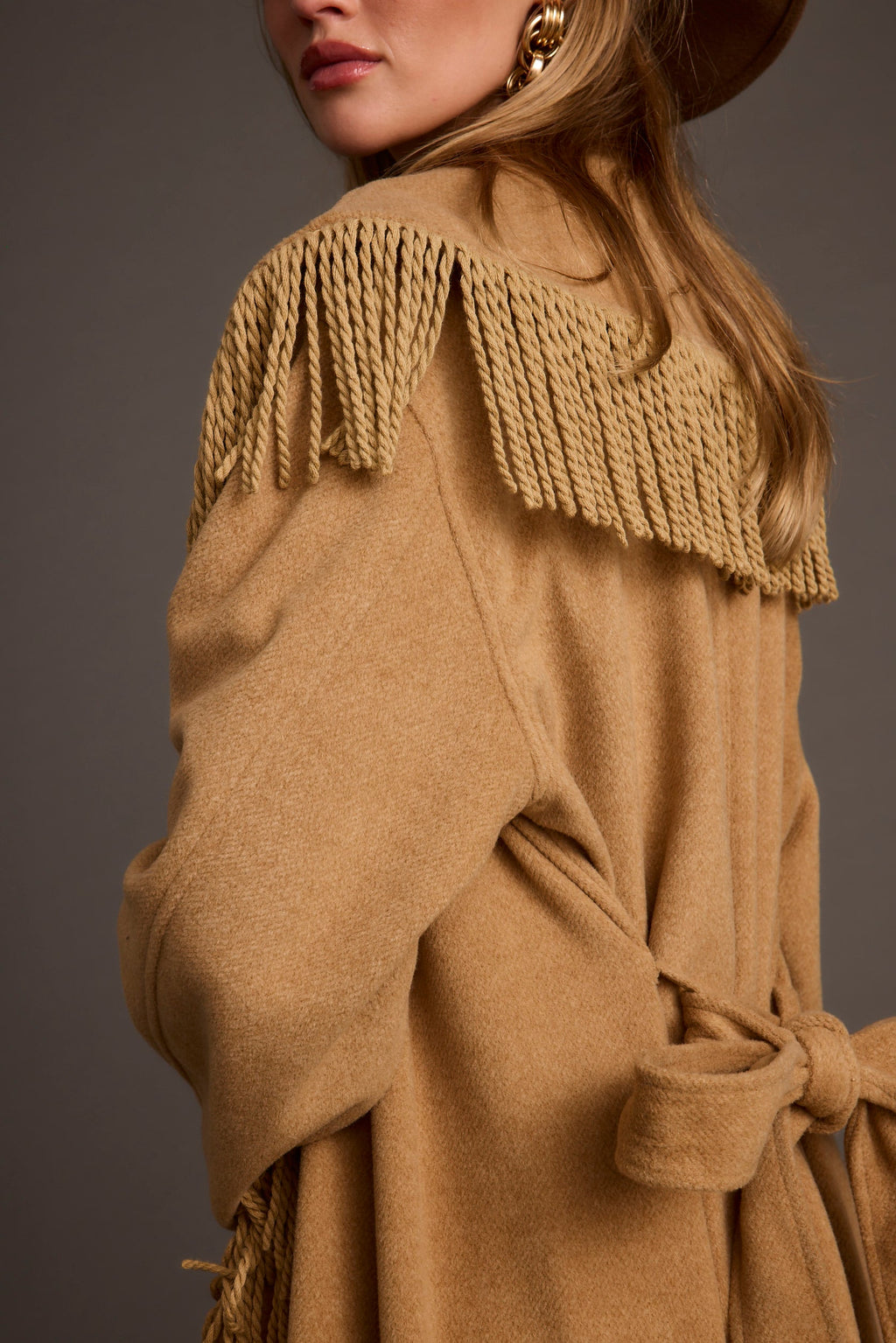 Montrose Camel Fringe Coat