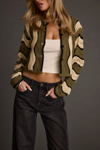 Nikki Retro Print Olive Cardigan