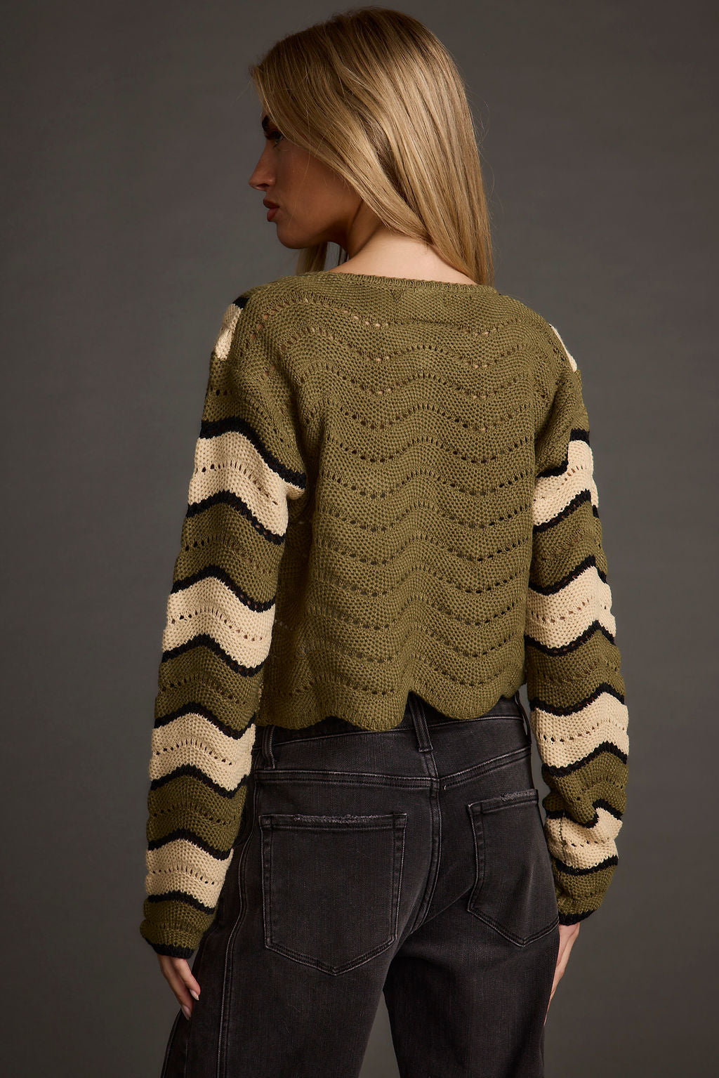 Nikki Retro Print Olive Cardigan