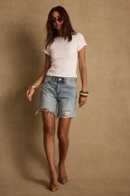 Nita Distressed Denim Shorts