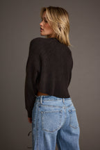 Not Your Boyfriend Washed Black Waffle Knit Henley