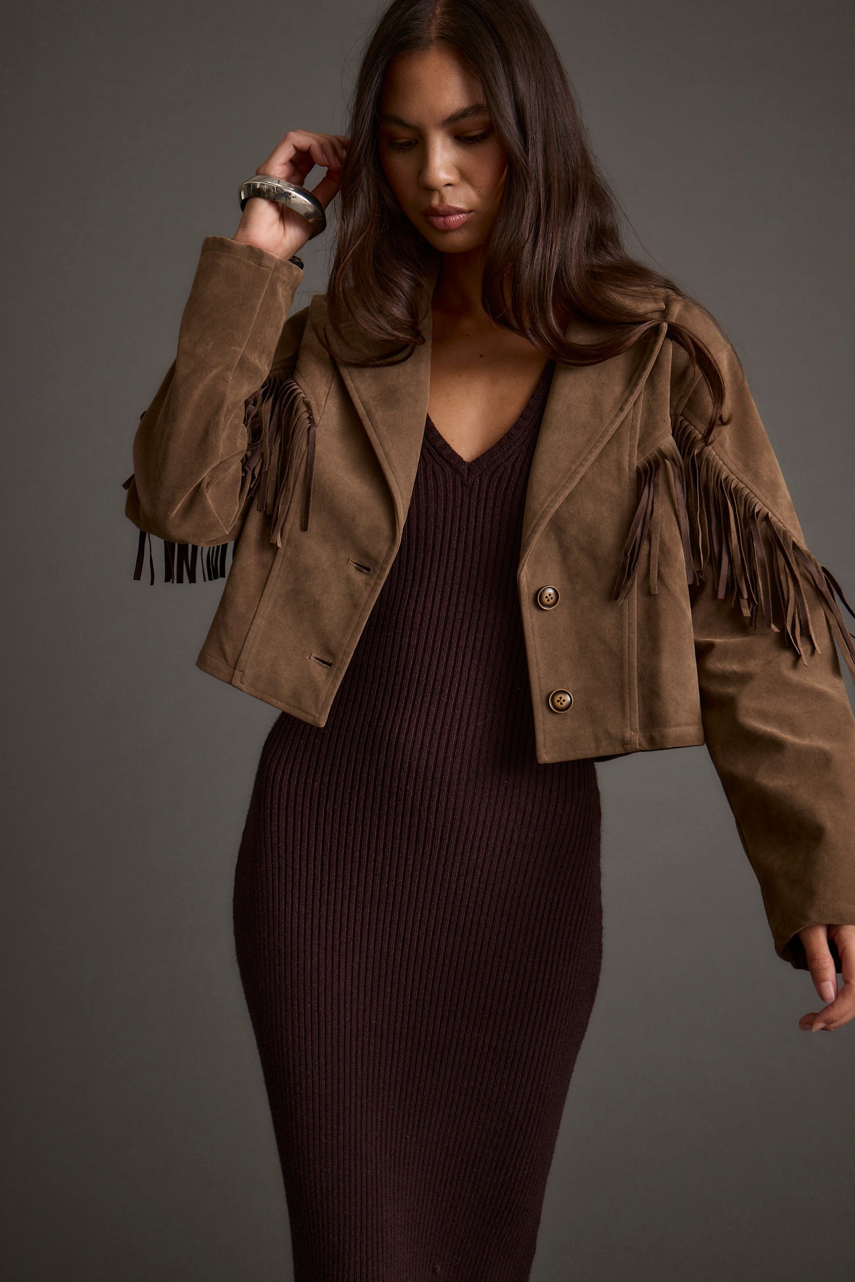 Nirvana Brown Vegan Suede Jacket