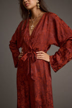 Noelle Cinnamon Satin Jacquard Jumpsuit