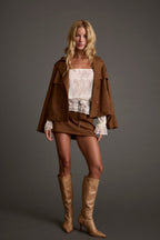 Kinsey Cognac Vegan Suede Cropped Trench