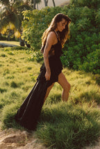 Nyx Black Lace Inset Ruffle Maxi Dress