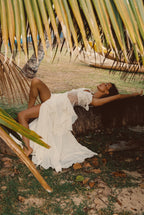 Nyx Ivory Lace Inset Ruffle Maxi Dress