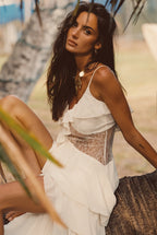 Nyx Ivory Lace Inset Ruffle Maxi Dress