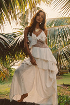 Nyx Ivory Lace Inset Ruffle Maxi Dress