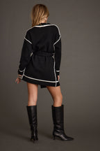 Outlaw Black Wrap Sweater Mini Dress