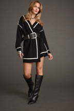 Outlaw Black Wrap Sweater Mini Dress