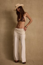 Outlaw Cream Lace Fringe Scarf Top