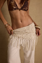 Outlaw Cream Lace Fringe Scarf Top