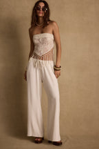 Outlaw Cream Lace Fringe Scarf Top