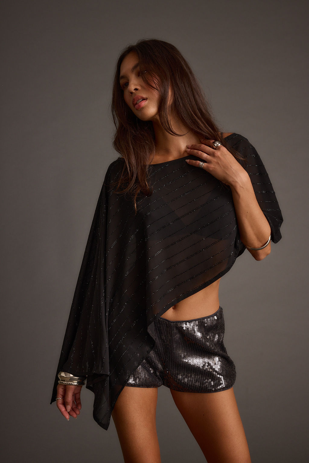 Oasis Black Rhinestone Shawl