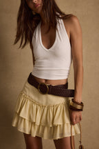 Panama Baby Yellow Chiffon Mini Skirt