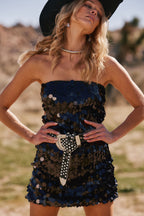 Pippa Jet Black Disco Sequin Mini Dress