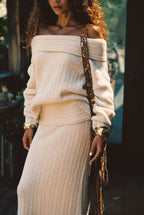 Pamela Beige Sweater Maxi Skirt