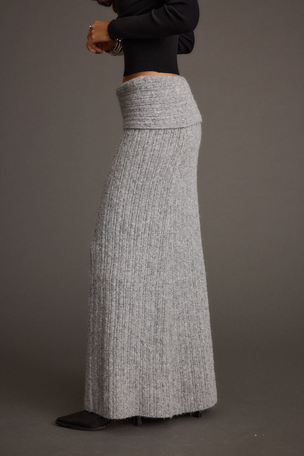 Pamela Heather Grey Sweater Maxi Skirt