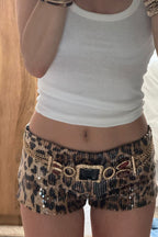 Panther Leopard Sequin Hot Shorts