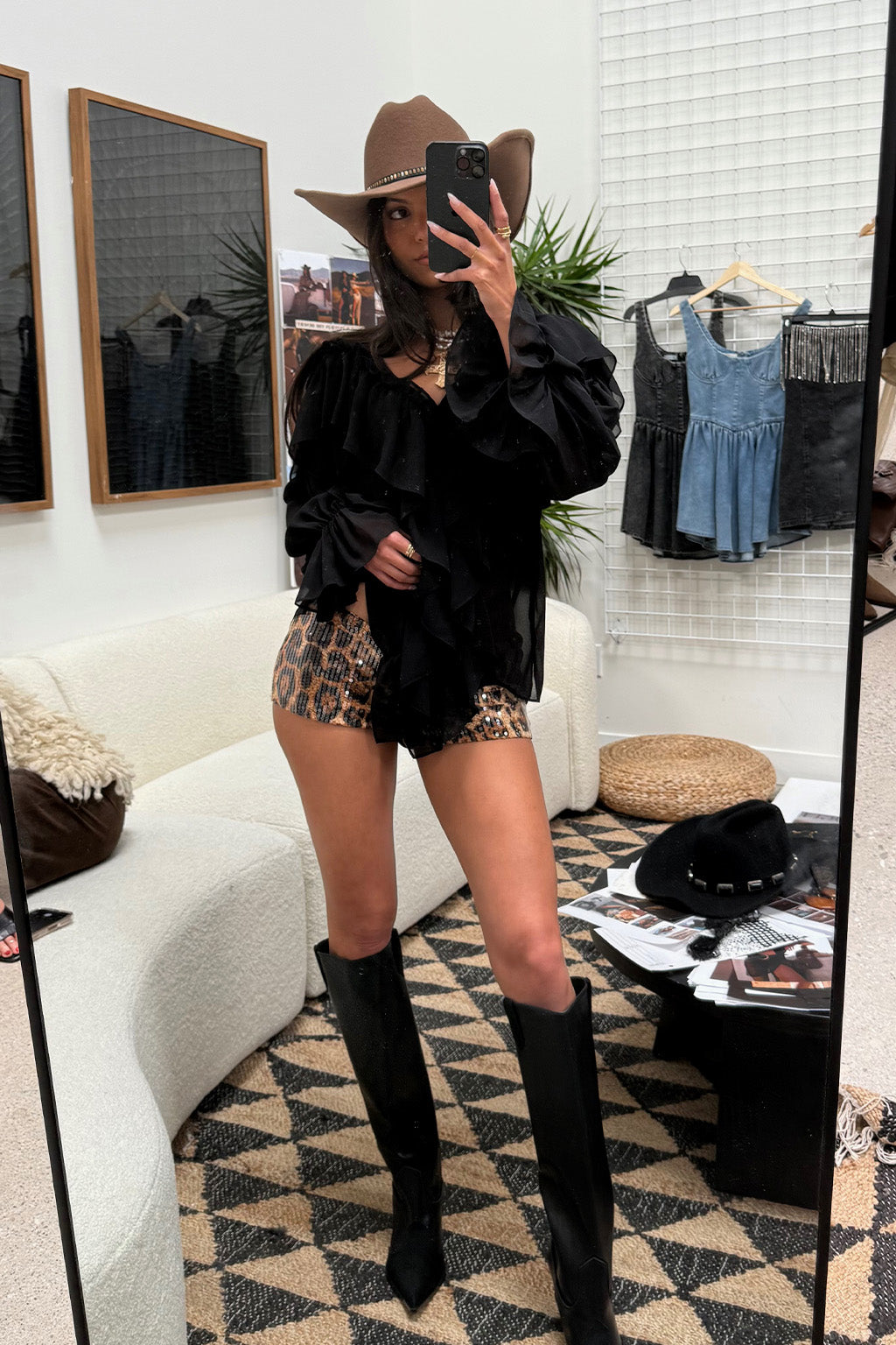 Panther Leopard Sequin Hot Shorts