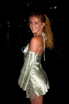 Pearlina Sage Printed Satin Mini Dress