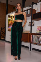 Rhea Emerald Velvet Crop Top