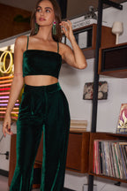 Rhea Emerald Velvet Crop Top