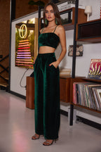 Rhea Emerald Velvet Crop Top
