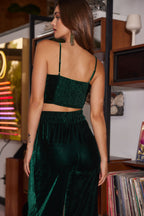 Rhea Emerald Velvet Crop Top