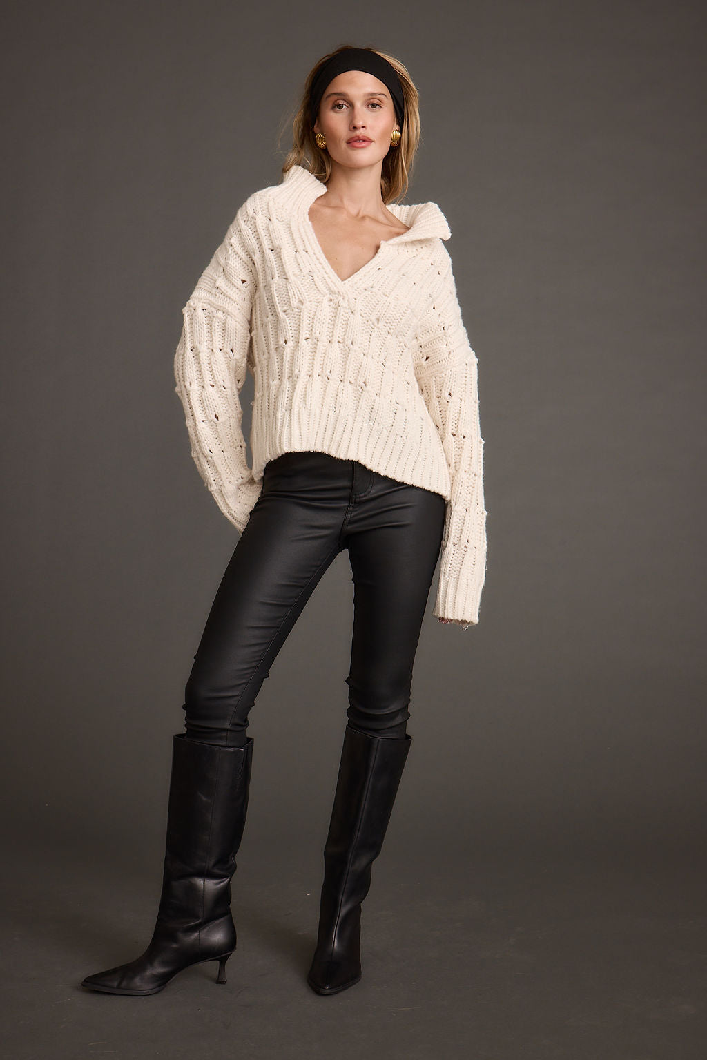 Riverstone Cream Cableknit Sweater