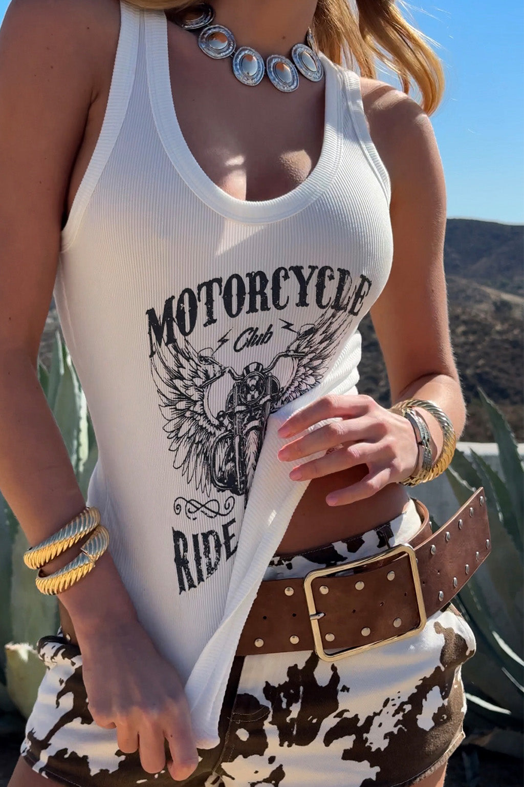 Ride Or Die White Motorcycle Graphic Tank