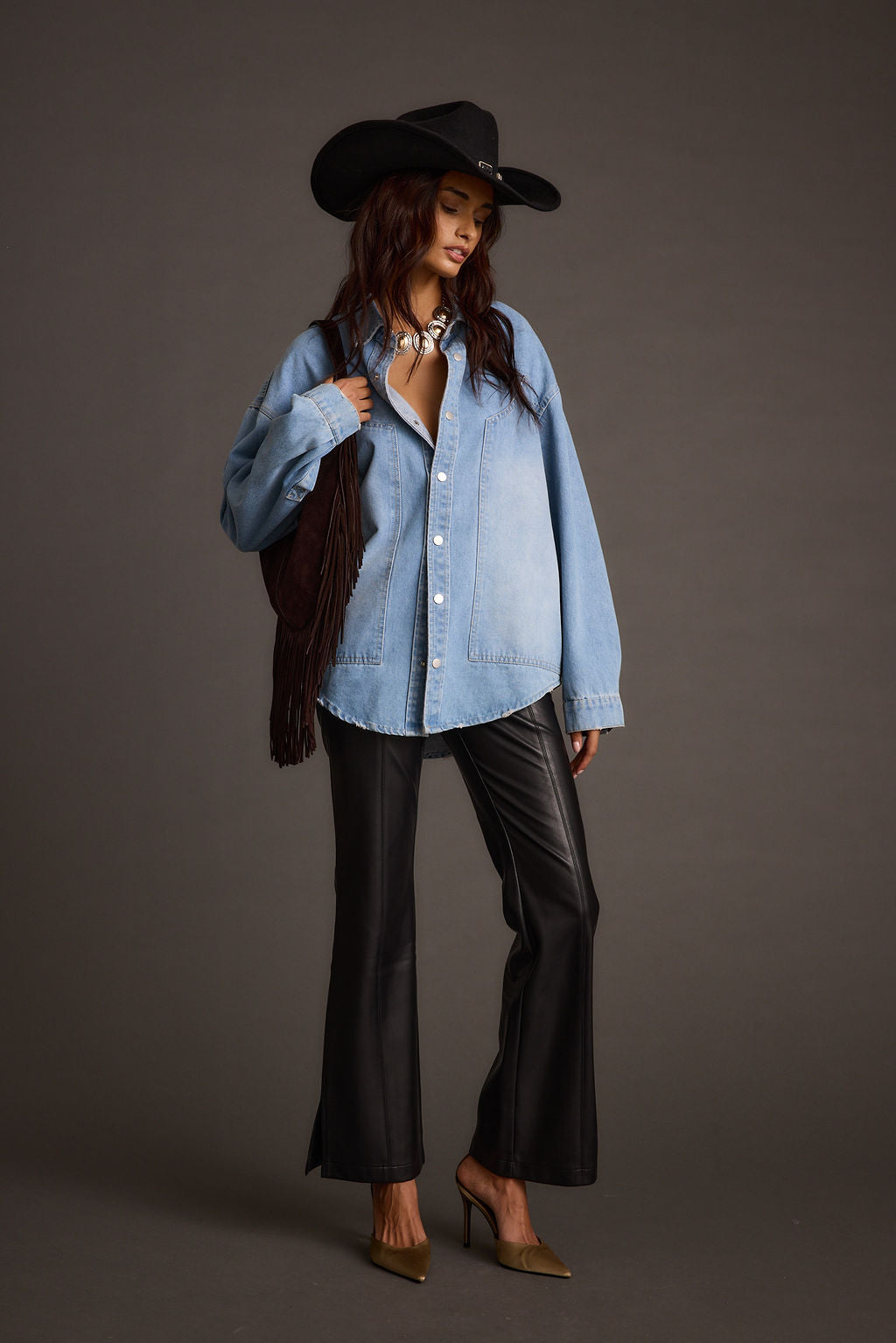 Rocky Light Denim Button Down Top