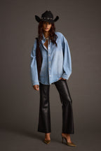 Ryland Black Vegan Leather Flare Pants