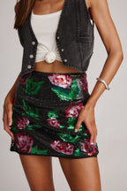 Rose Sequin Mini Skirt