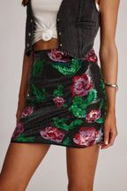 Rose Sequin Mini Skirt